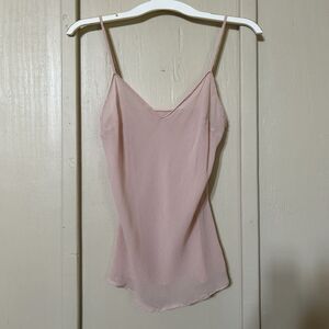 Express Womens Camisole XS Pink 100% Silk Coquette V Neck Layering Lightweight